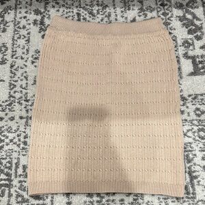 Chic Beige Cable Knit Pencil Skirt